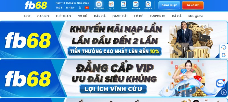 FB68 - Thiên đường cá cược đẳng cấp hàng đầu Châu Á 4 Các Ưu Đãi Khủng Được Cập Nhật Thường Xuyên Giá Trị Lớn