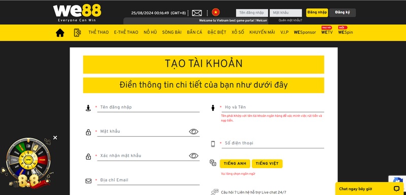 We88 - Thiên đường giải trí số 1 tại Việt Nam và Châu Á 4 Cách Đăng Ký Tài Khoản We88 Dành Cho Tân Binh